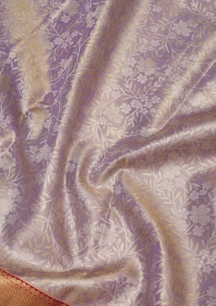 Lavender Zariwork Pure Silk Saree
