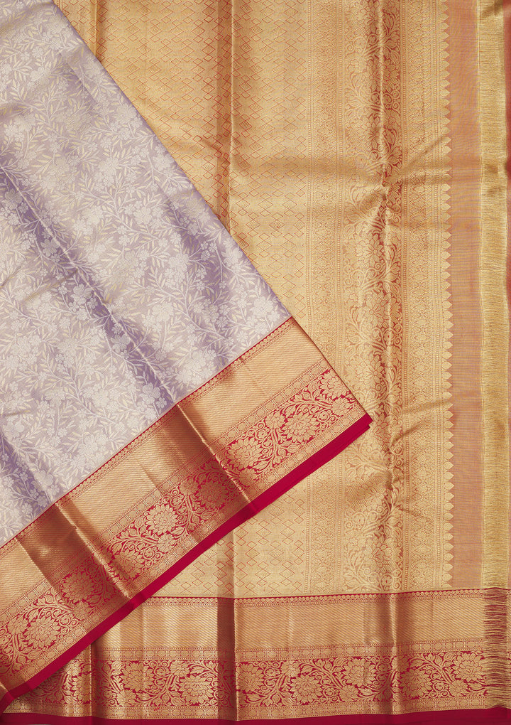 Lavender Zariwork Pure Silk Saree