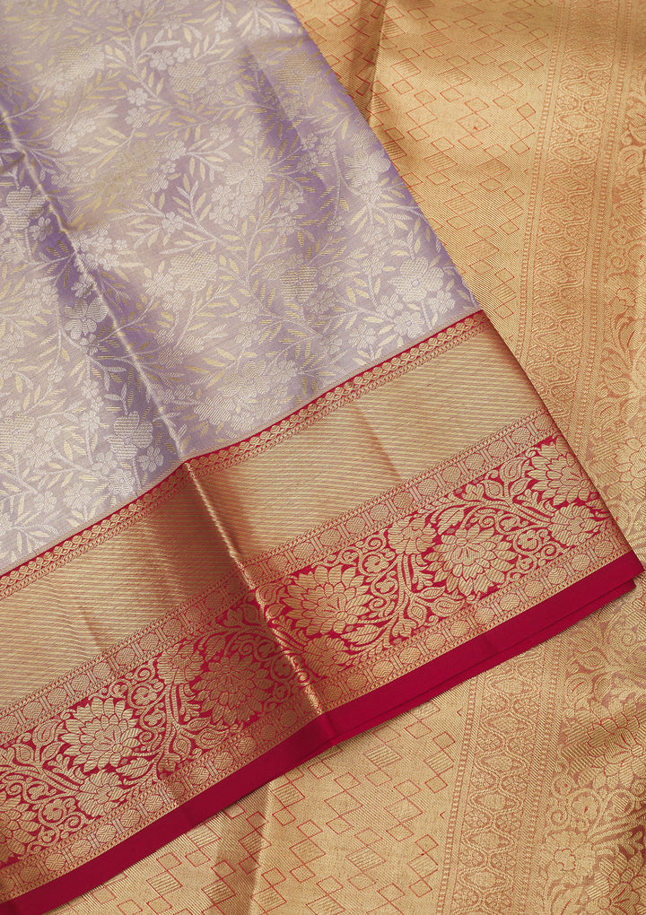 Lavender Zariwork Pure Silk Saree
