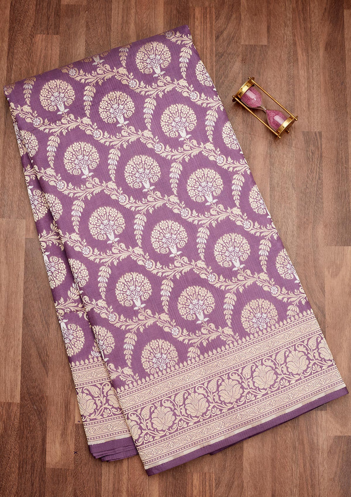 Lavender Zariwork Pure Silk Saree