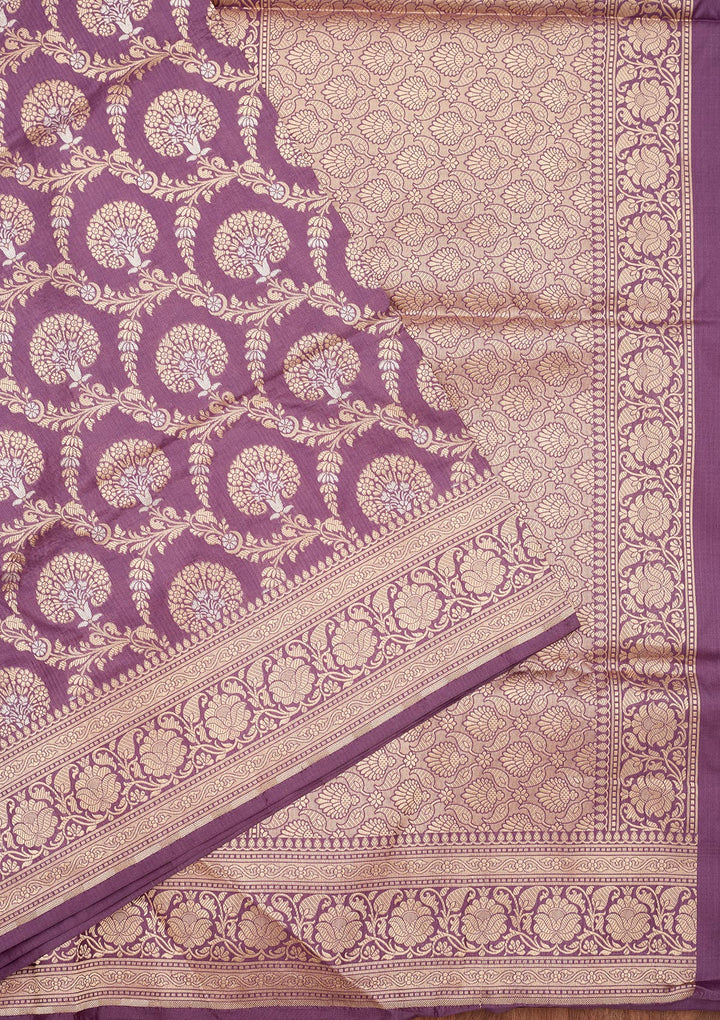Lavender Zariwork Pure Silk Saree