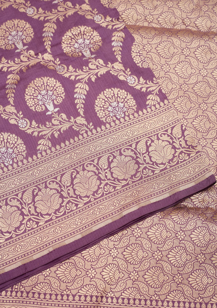 Lavender Zariwork Pure Silk Saree