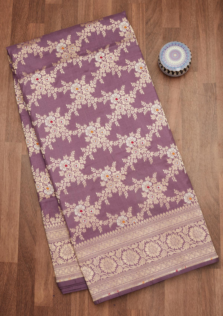 Lavender Zariwork Pure Silk Saree