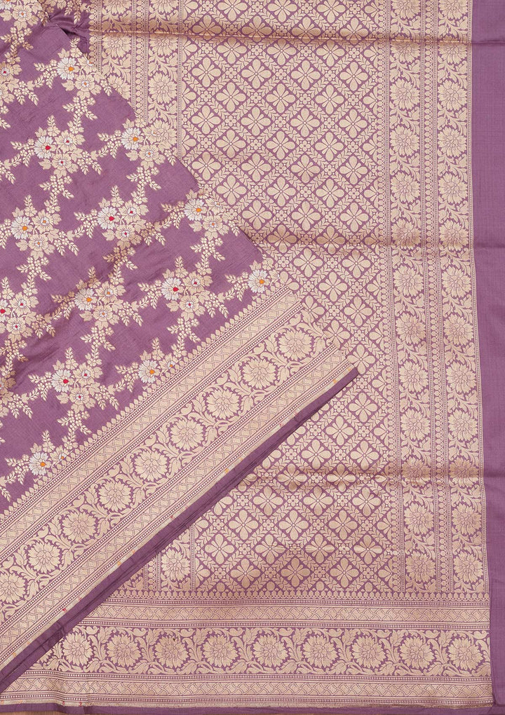 Lavender Zariwork Pure Silk Saree