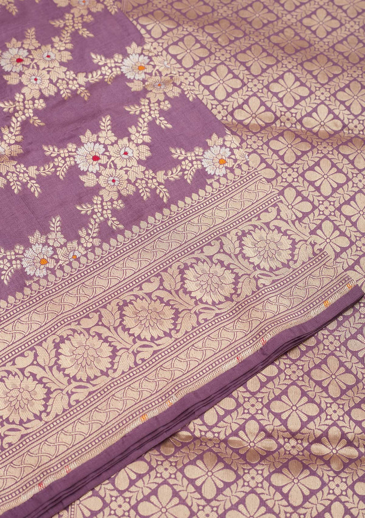 Lavender Zariwork Pure Silk Saree