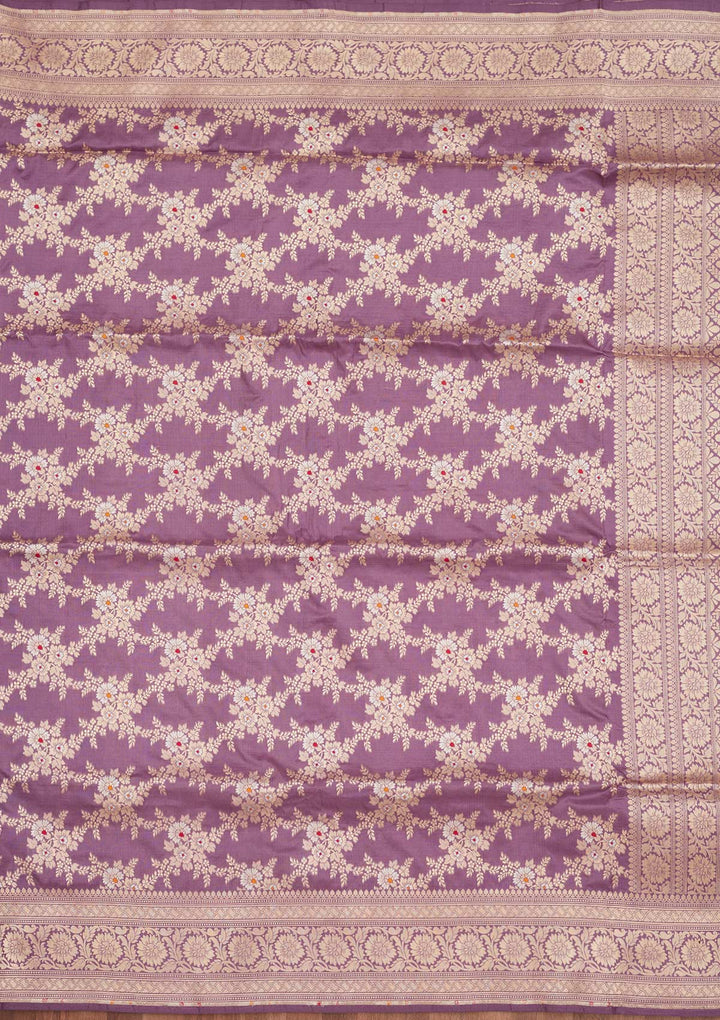 Lavender Zariwork Pure Silk Saree