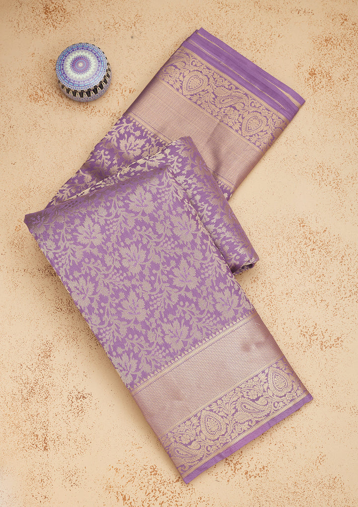 Lavender Zariwork Pure Silk Saree