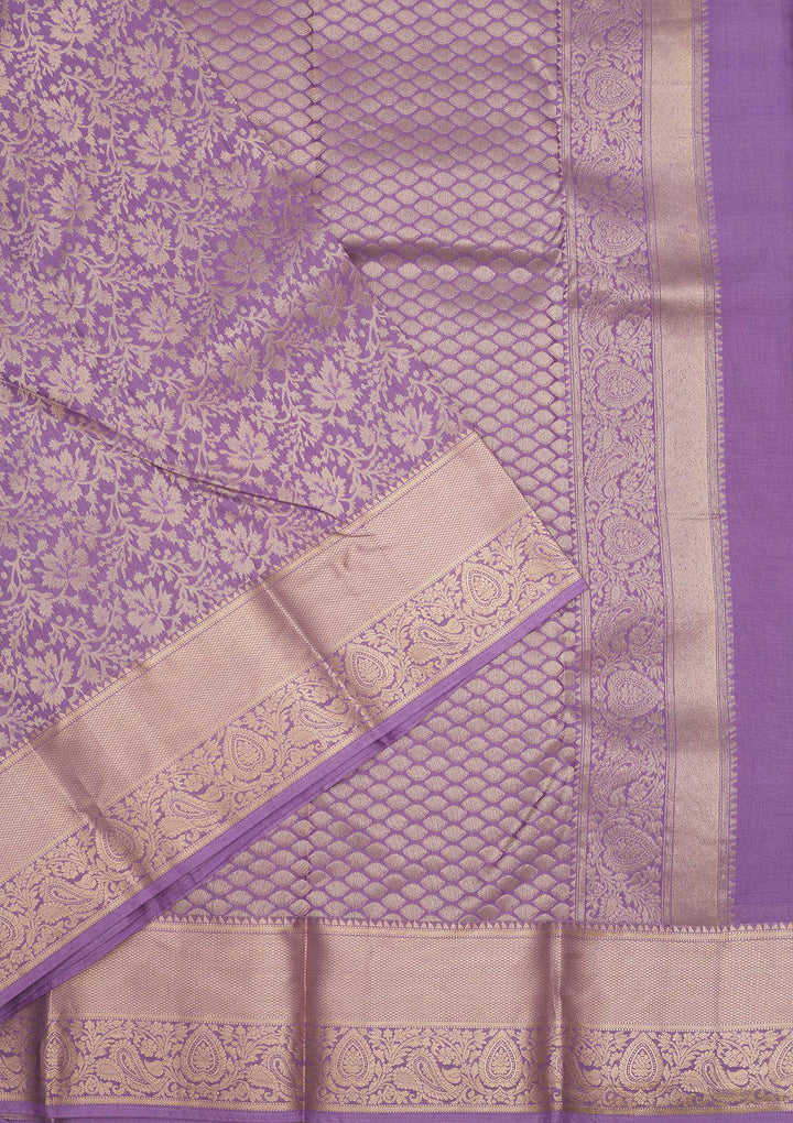 Lavender Zariwork Pure Silk Saree