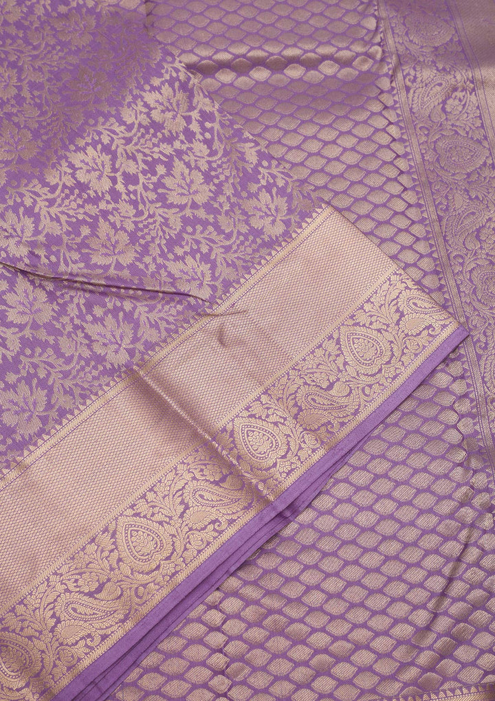 Lavender Zariwork Pure Silk Saree