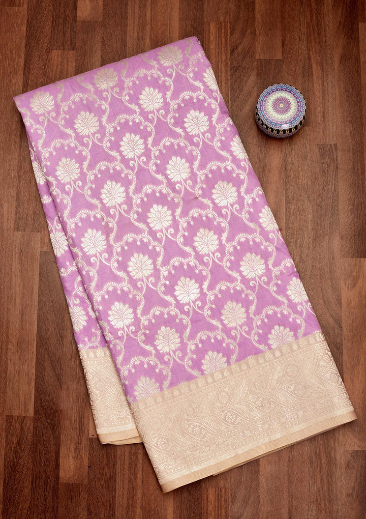 Lavender Zariwork Pure Silk Saree