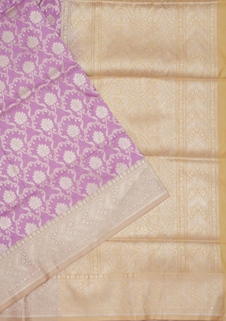 Lavender Zariwork Pure Silk Saree