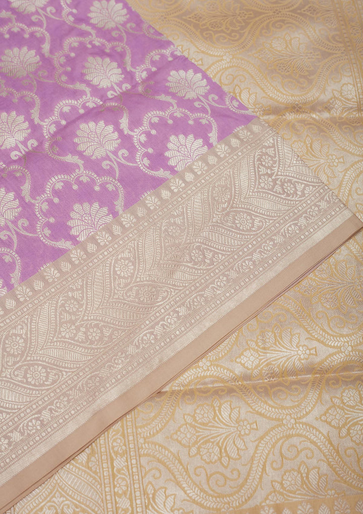 Lavender Zariwork Pure Silk Saree