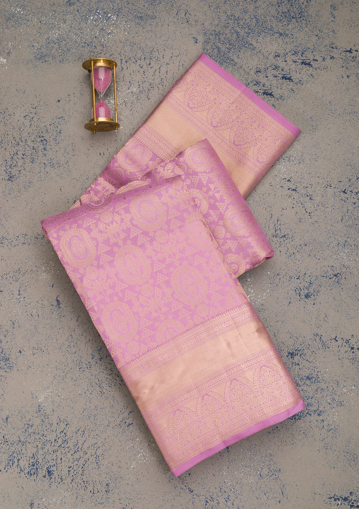 Lavender Zariwork Pure Silk Saree