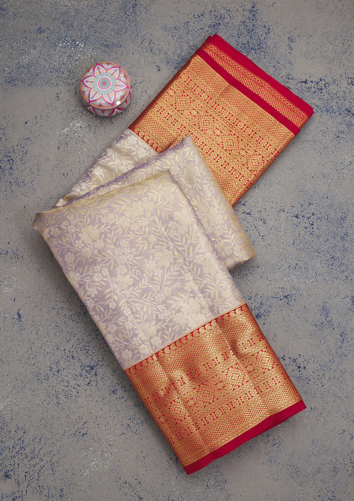 Lavender Zariwork Pure Silk Saree