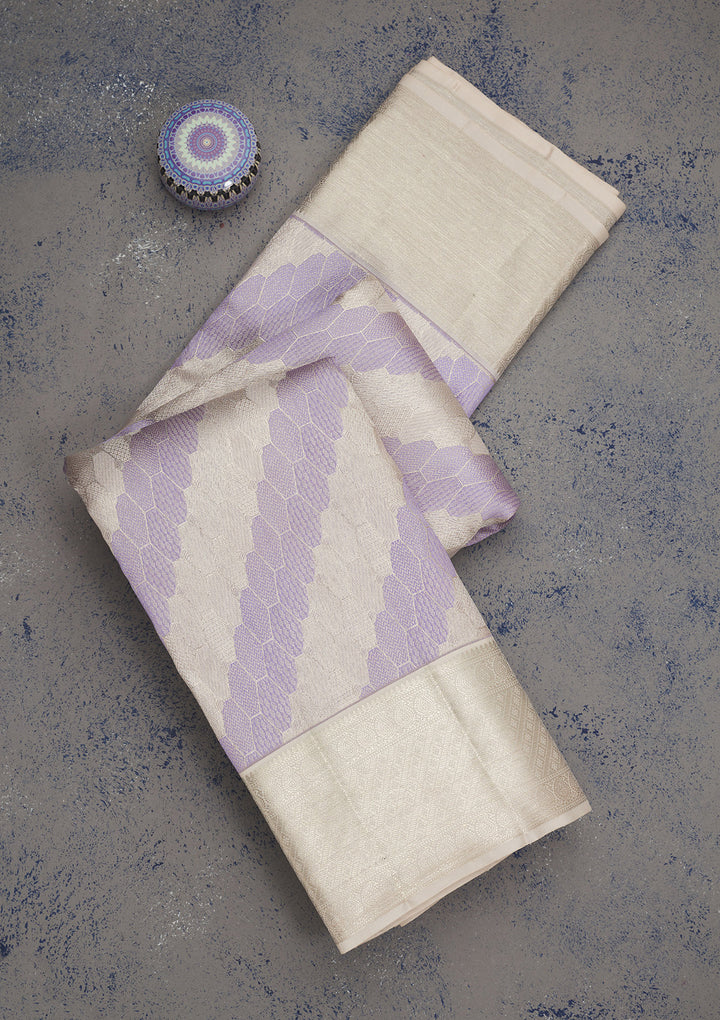 Lavender Zariwork Pure Silk Saree