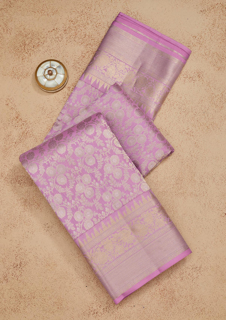 Mauve Zariwork Pure Silk Saree