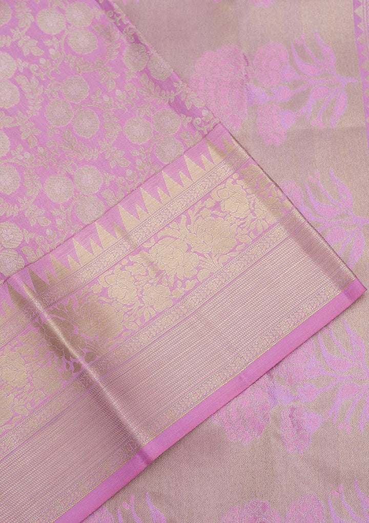 Mauve Zariwork Pure Silk Saree