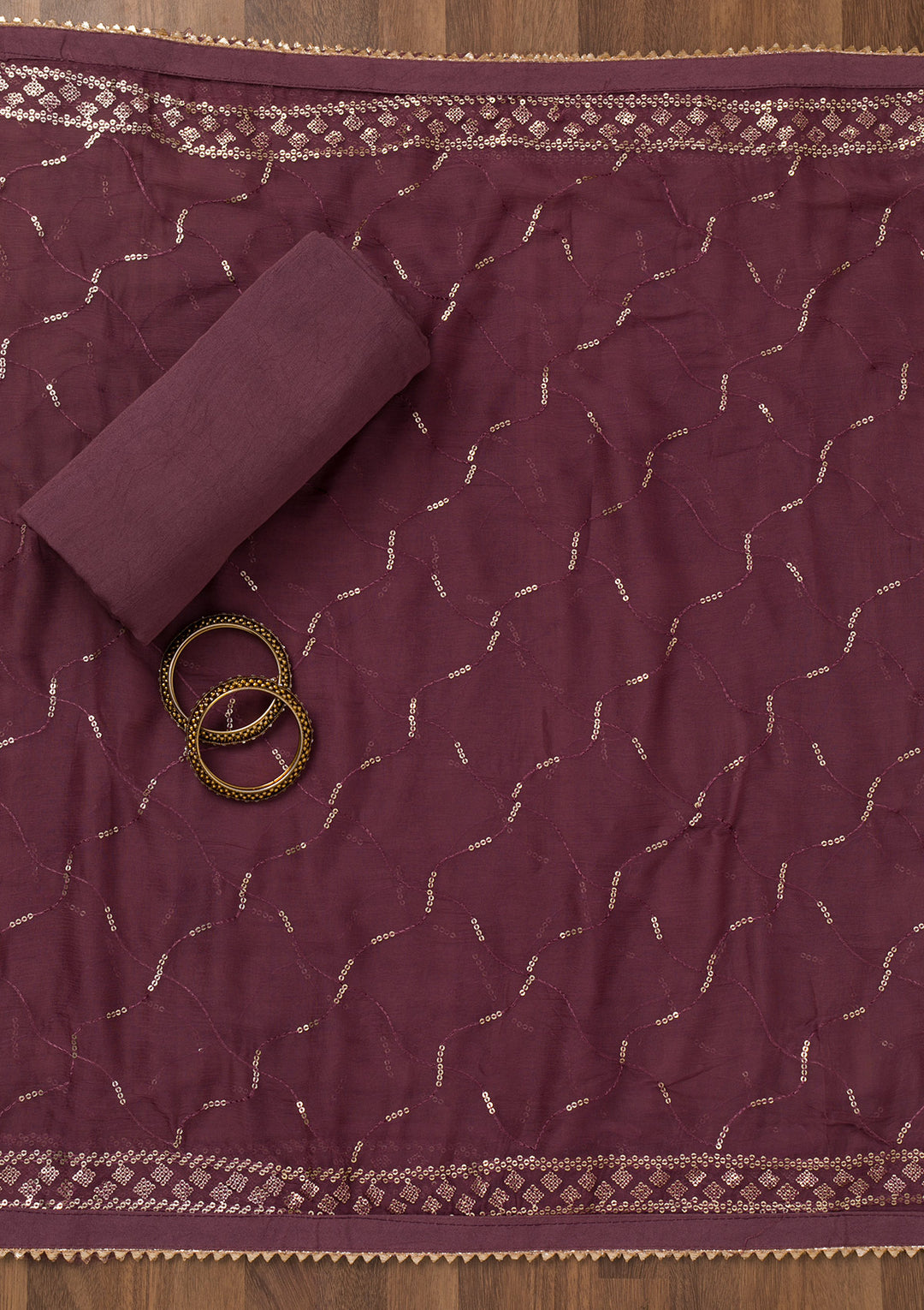 Lavender Zariwork Semi Crepe Unstitched Salwar Suit