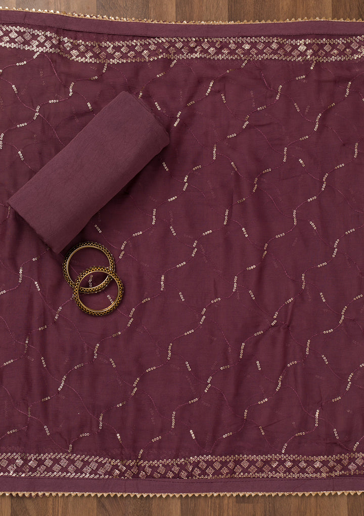 Lavender Zariwork Semi Crepe Unstitched Salwar Suit