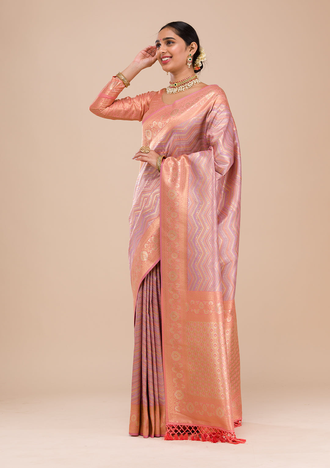 Lavender Zariwork Silk Saree