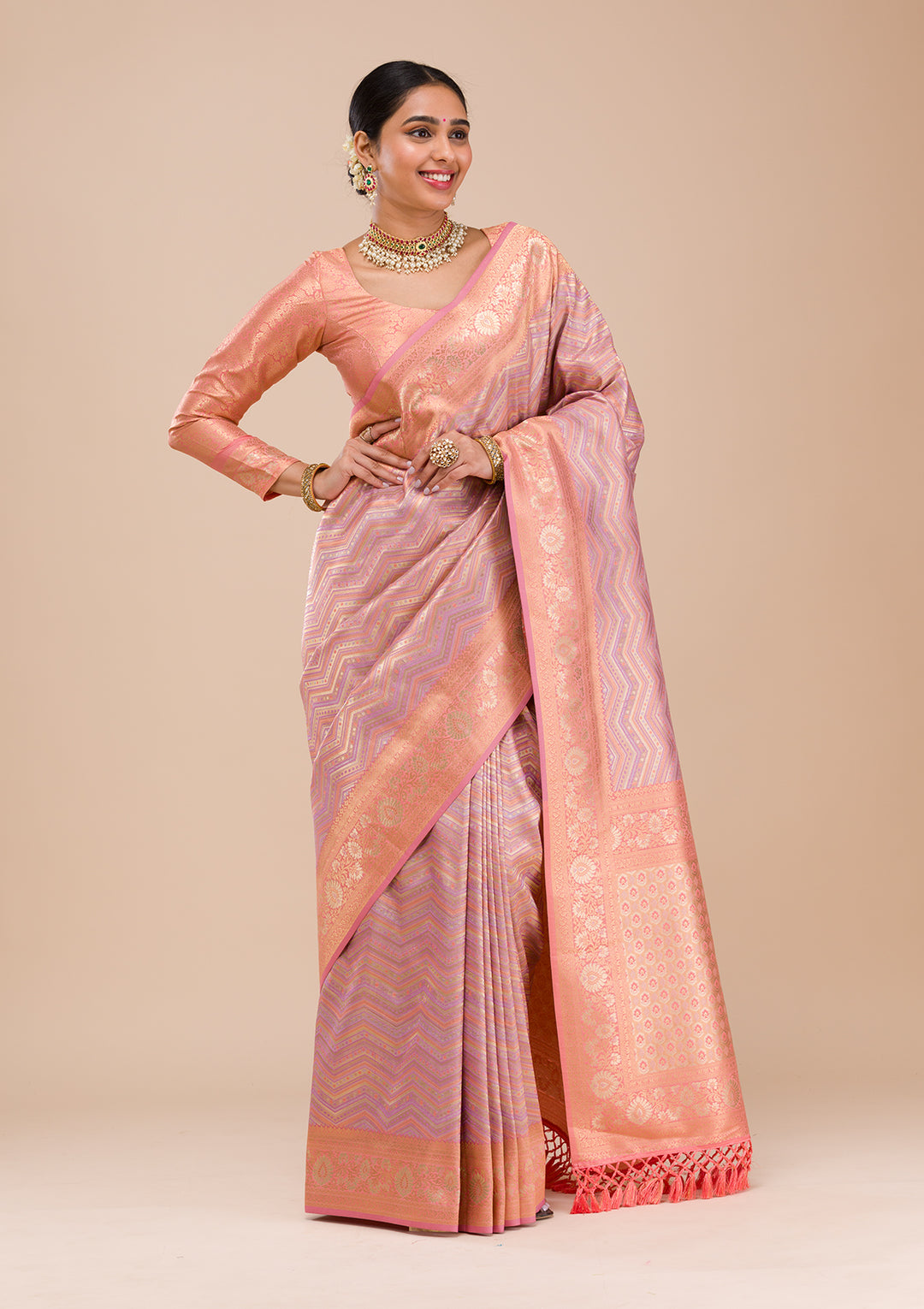 Lavender Zariwork Silk Saree