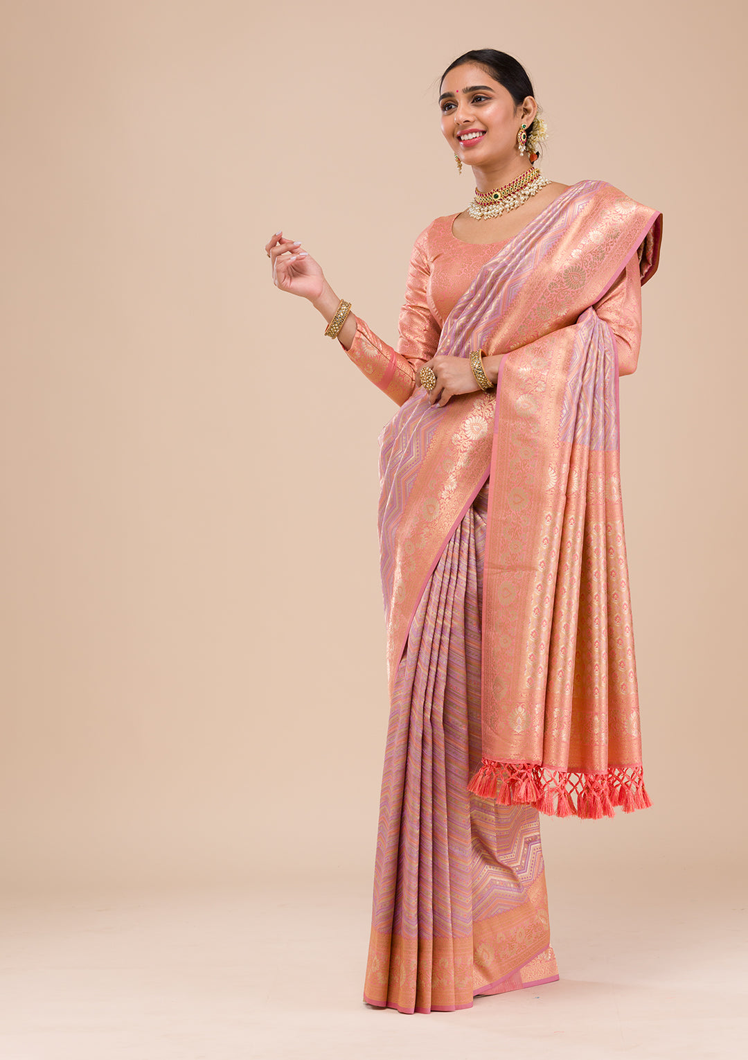 Lavender Zariwork Silk Saree
