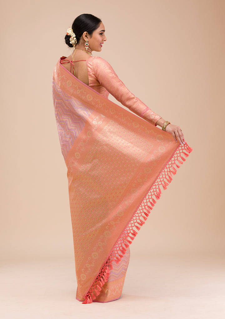 Lavender Zariwork Silk Saree