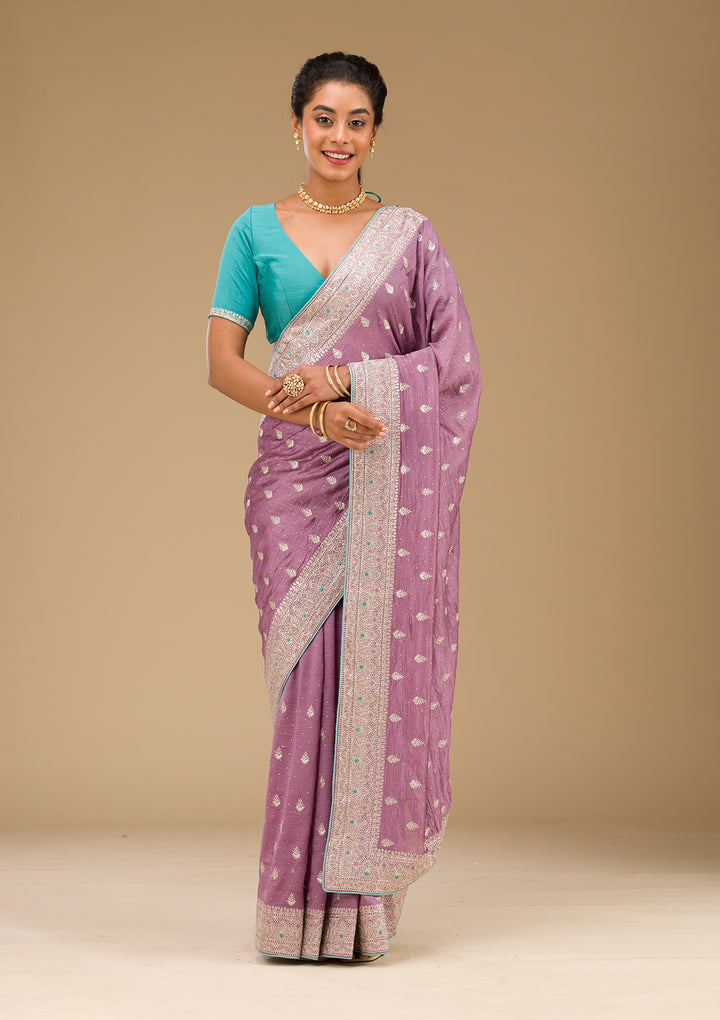 Lavender Zariwork Silk Saree