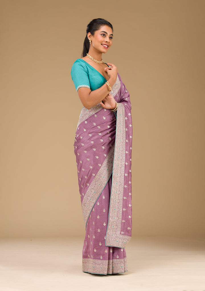 Lavender Zariwork Silk Saree