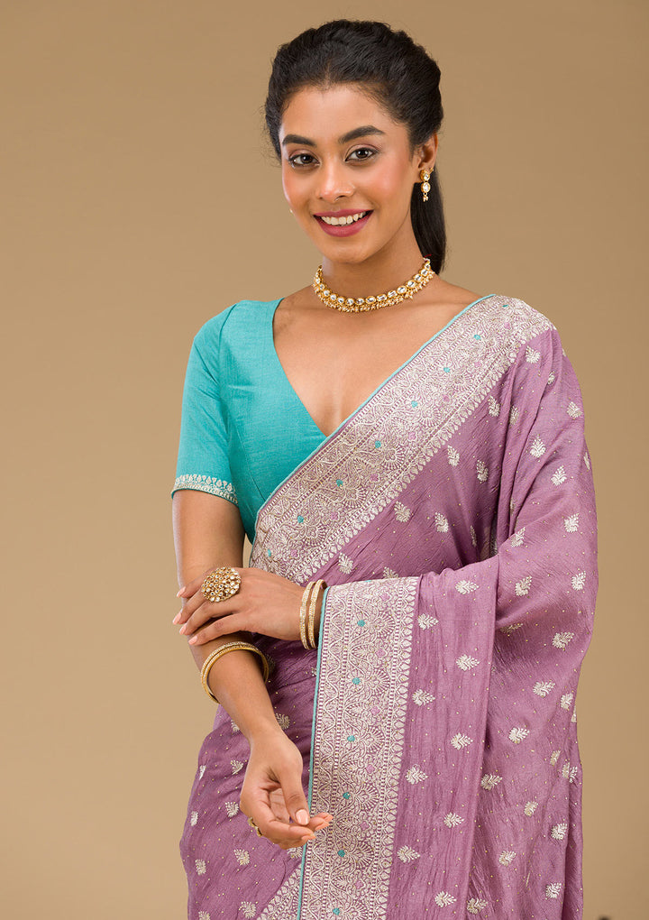 Lavender Zariwork Silk Saree