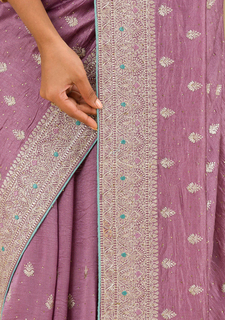 Lavender Zariwork Silk Saree