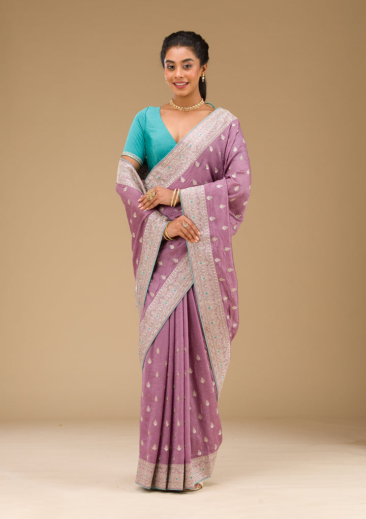 Lavender Zariwork Silk Saree