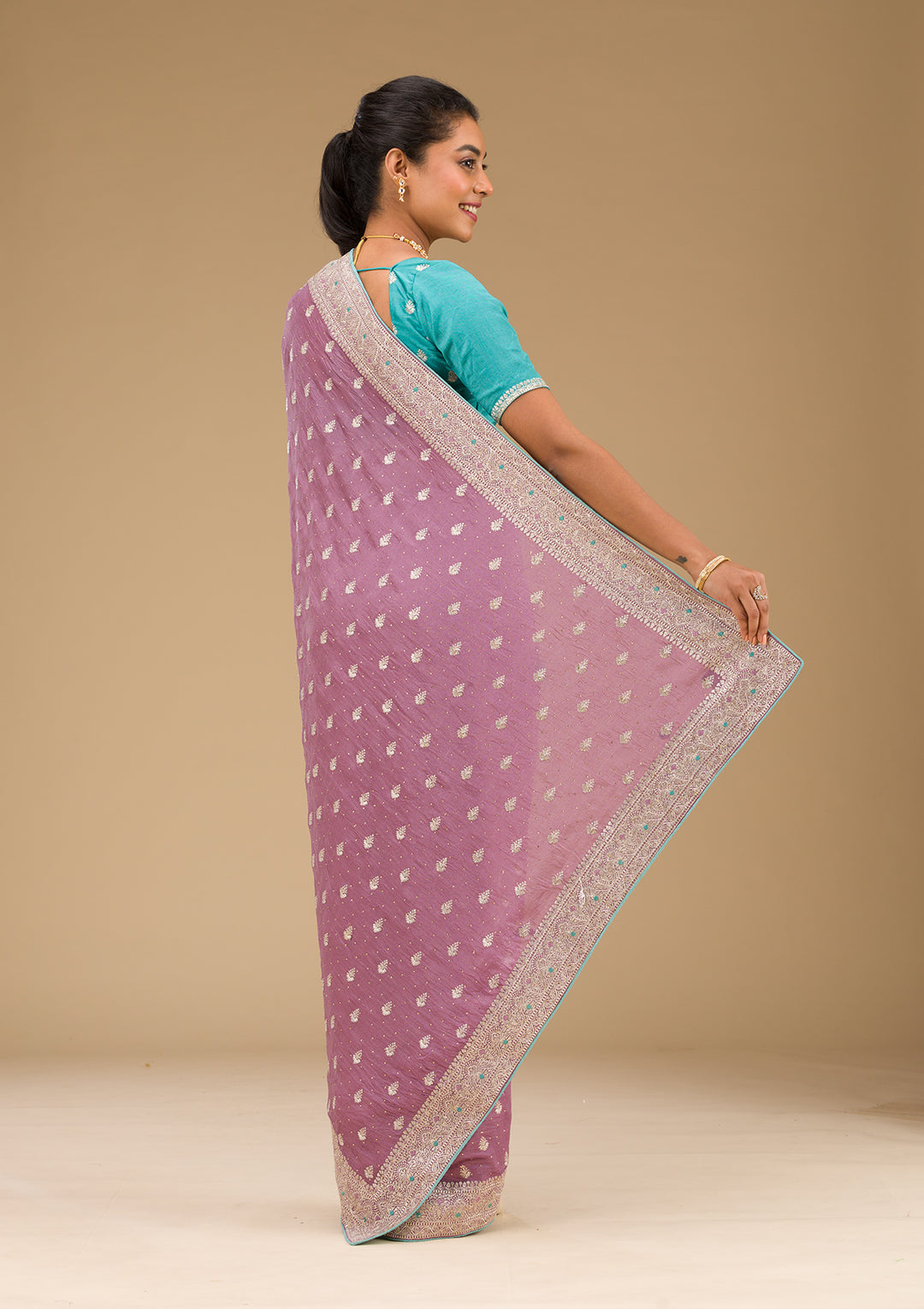 Lavender Zariwork Silk Saree