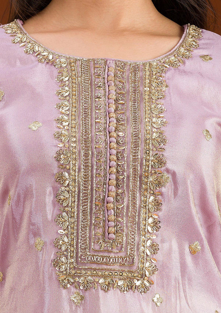 Lavender Zariwork Tissue Readymade Salwar Suit