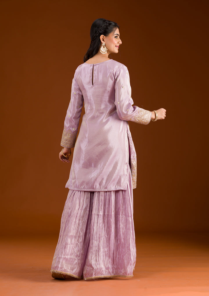Lavender Zariwork Tissue Readymade Salwar Suit