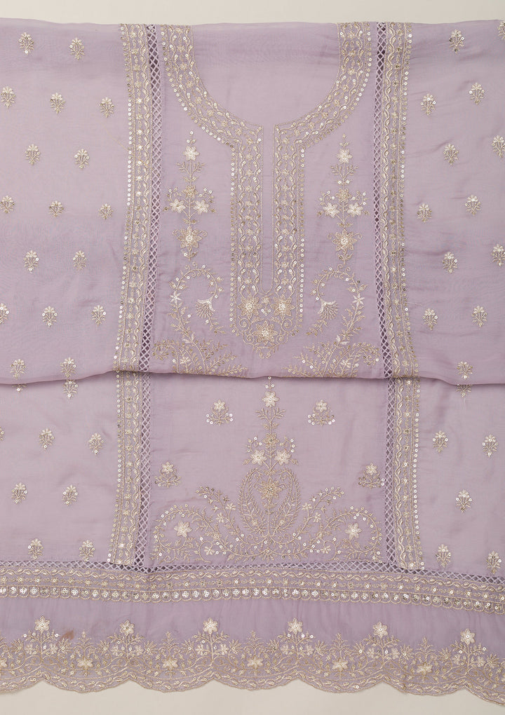 Lavender Zariwork Tissue Unstitched Salwar Suit