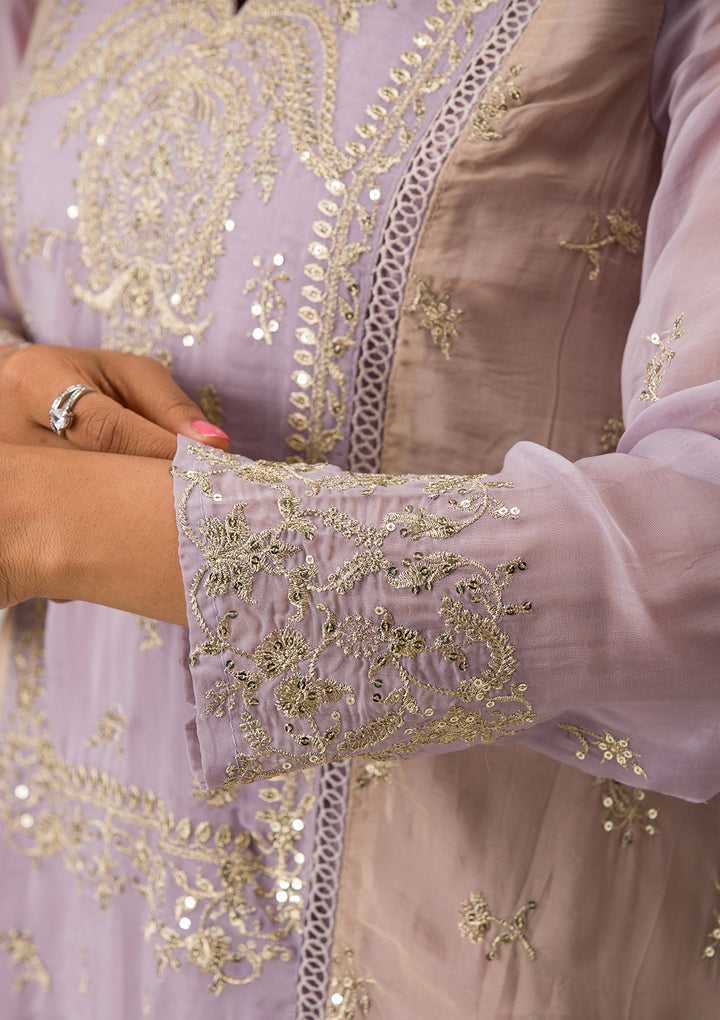 Lavender Zariwork Tissue Unstitched Salwar Suit