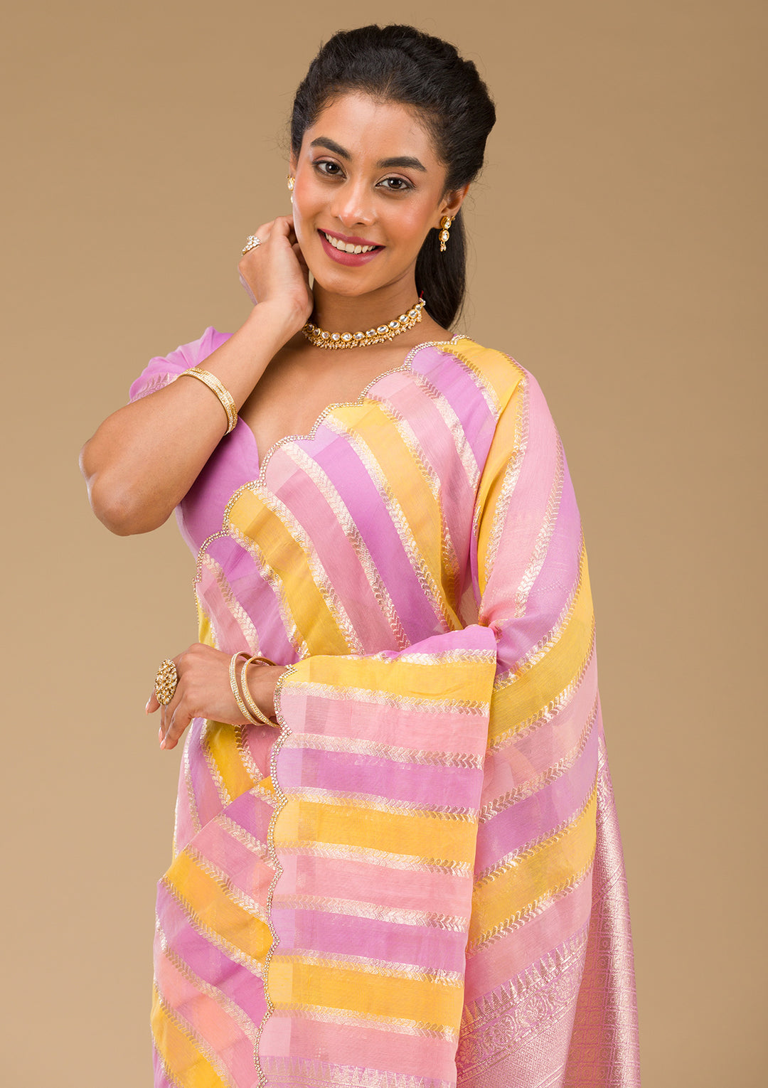 Lavender Zariwork Tissue Saree