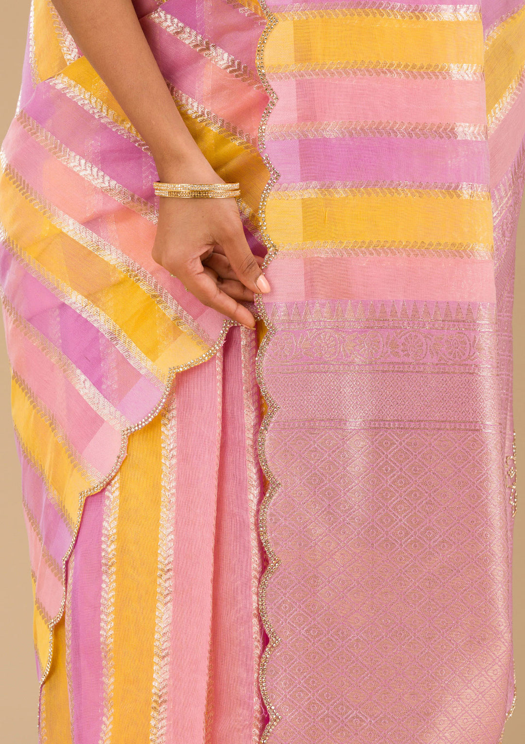 Lavender Zariwork Tissue Saree