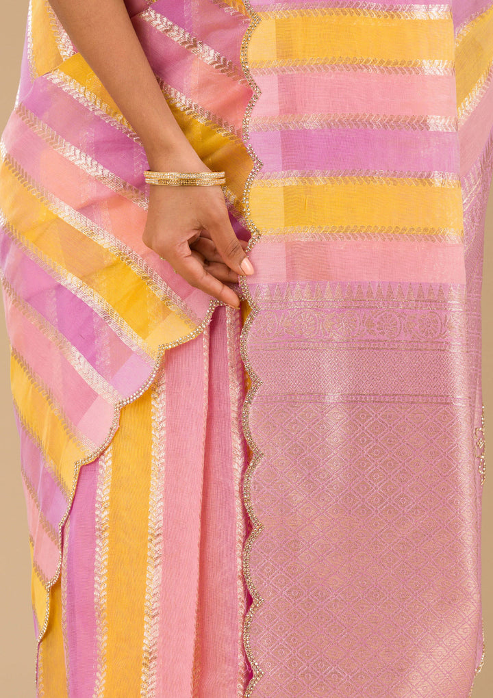 Lavender Zariwork Tissue Saree