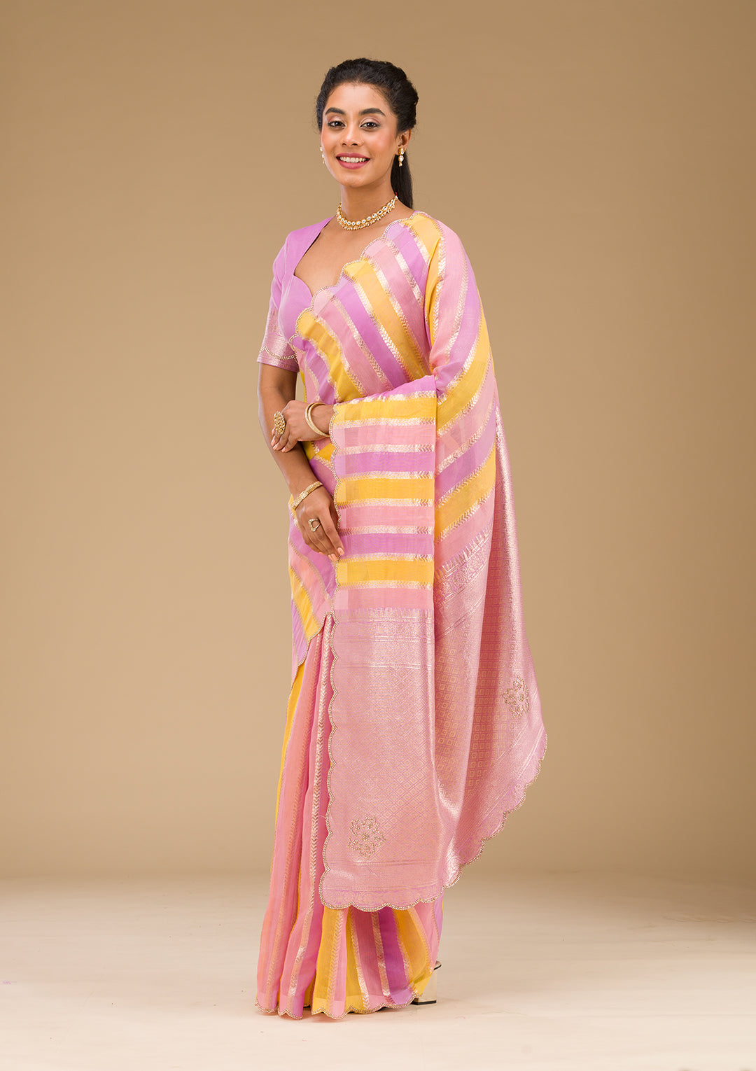 Lavender Zariwork Tissue Saree
