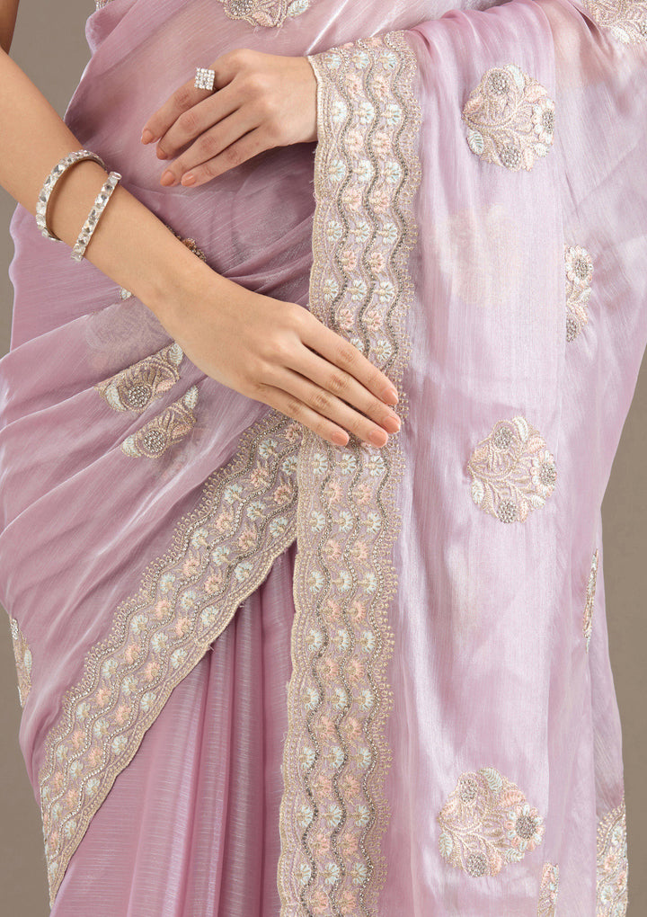 Lavender Zariwork Tissue Saree