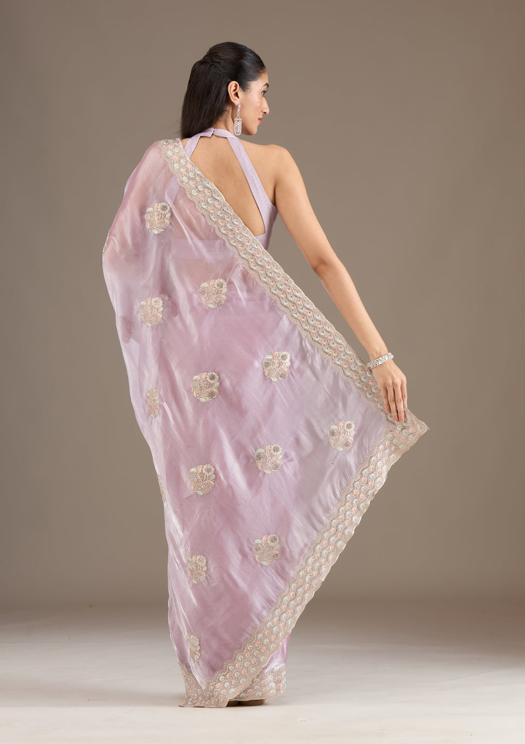 Lavender Zariwork Tissue Saree