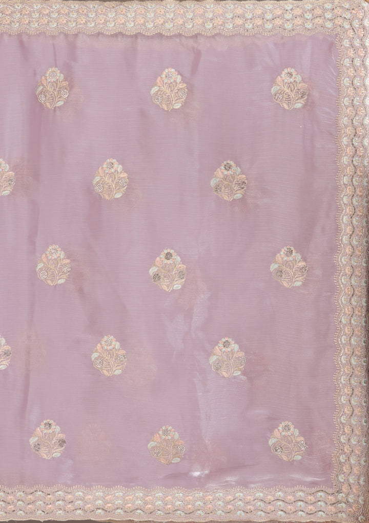 Lavender Zariwork Tissue Saree