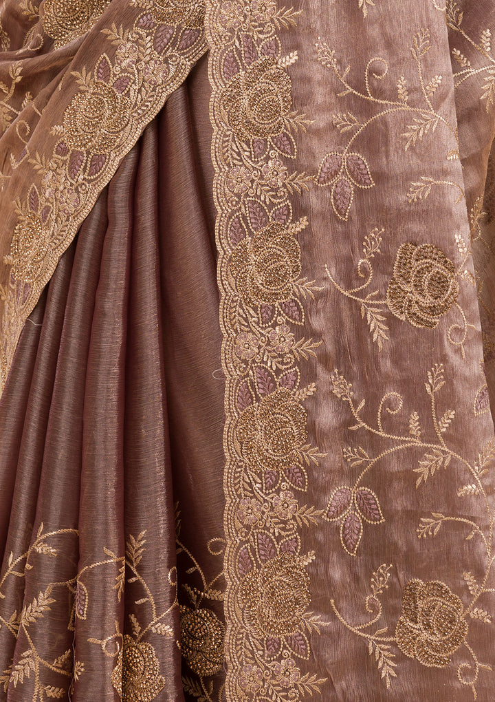 Lavender Zariwork Tissue Saree