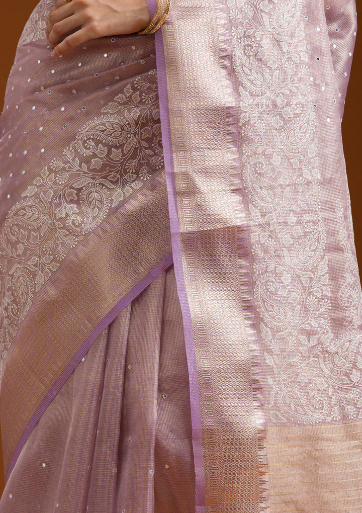 Lavender Zariwork Tissue Saree