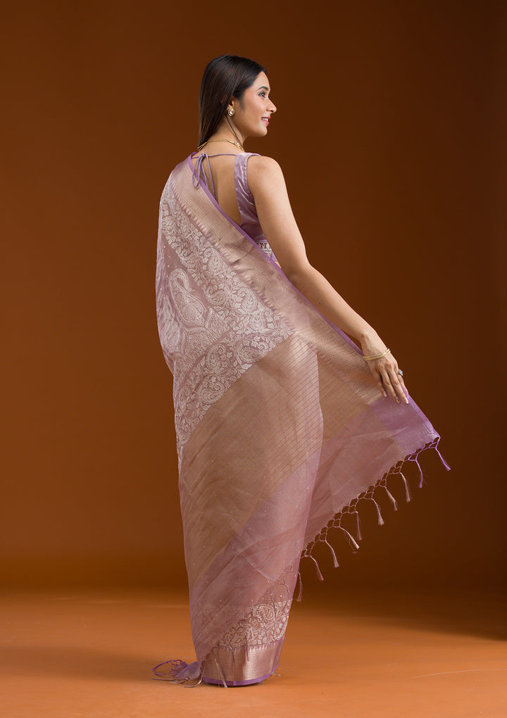 Lavender Zariwork Tissue Saree