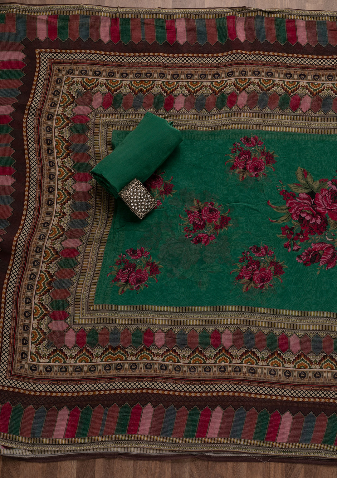 Leaf Green Gotapatti Georgette Unstitched Salwar Suit