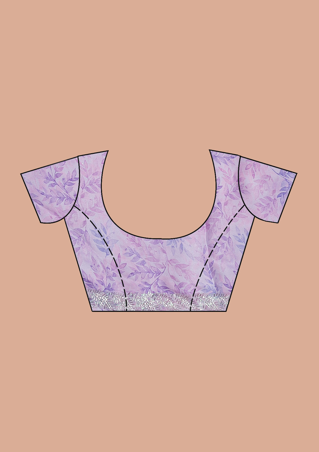 Lavender Printed Satin Saree