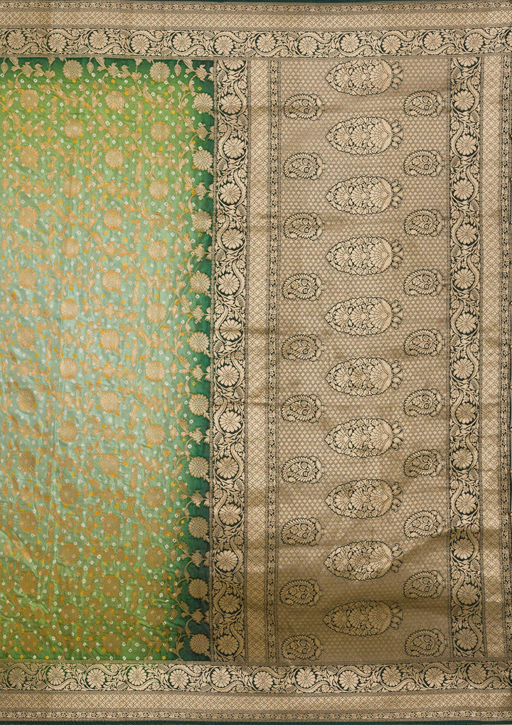 Leaf Green Zariwork Georgette Saree